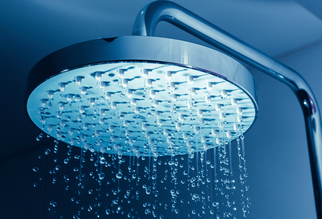 Modern shower head, an example of uk bathroom trends for 2025