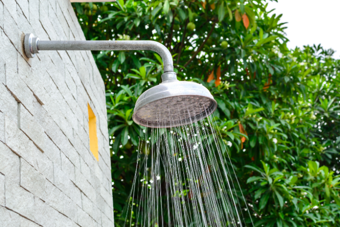 Outdoor shower to show how pods are ideal solution for worksites.